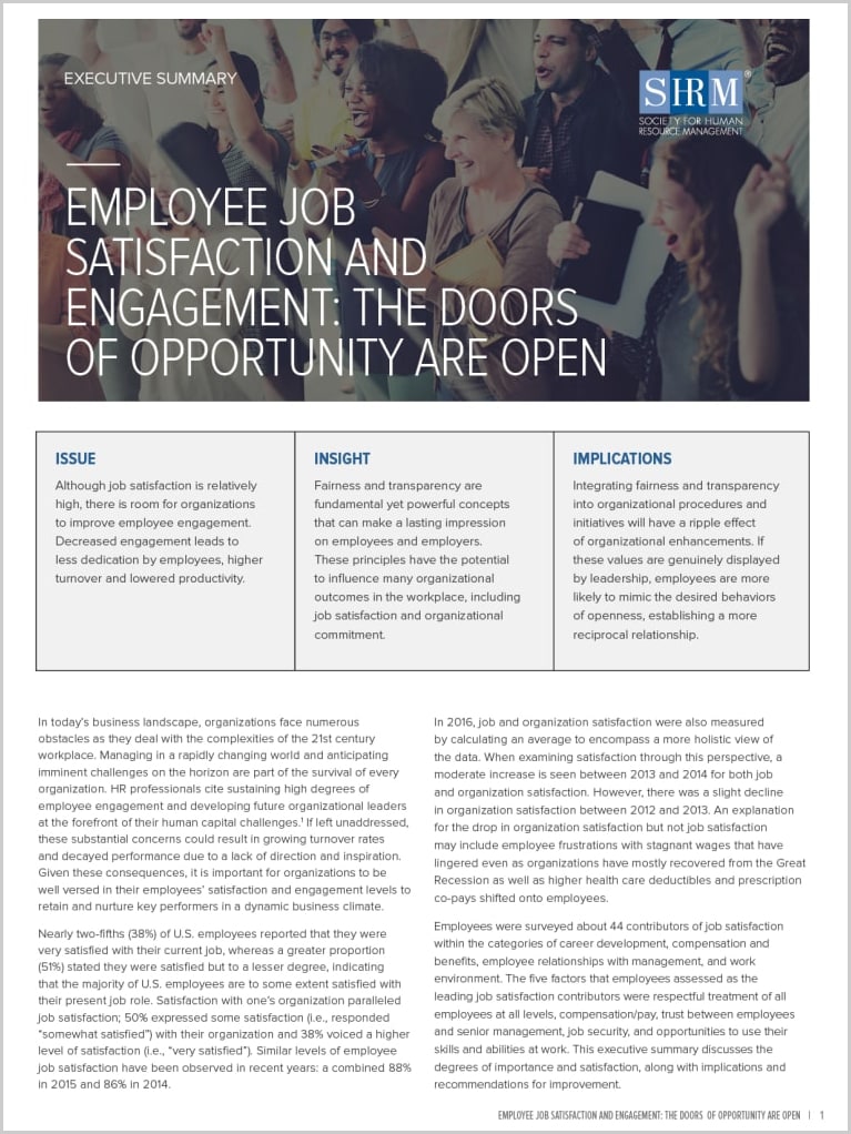 2017 Employee Job Satisfaction And Engagement The Doors Of