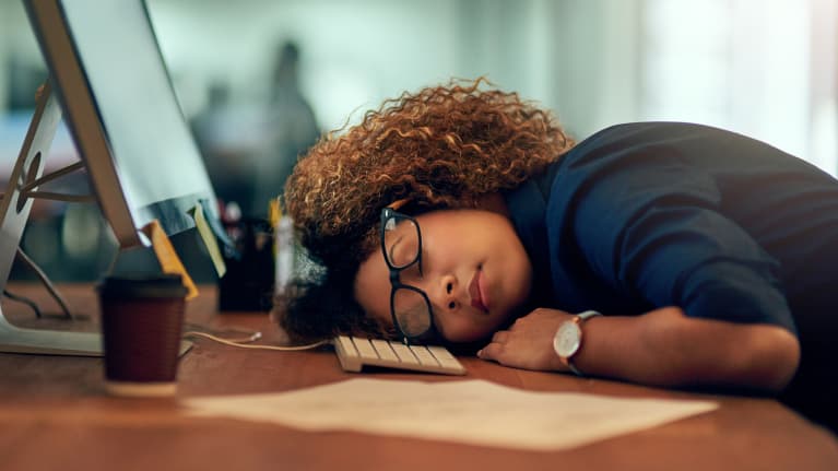 sleeping at desk