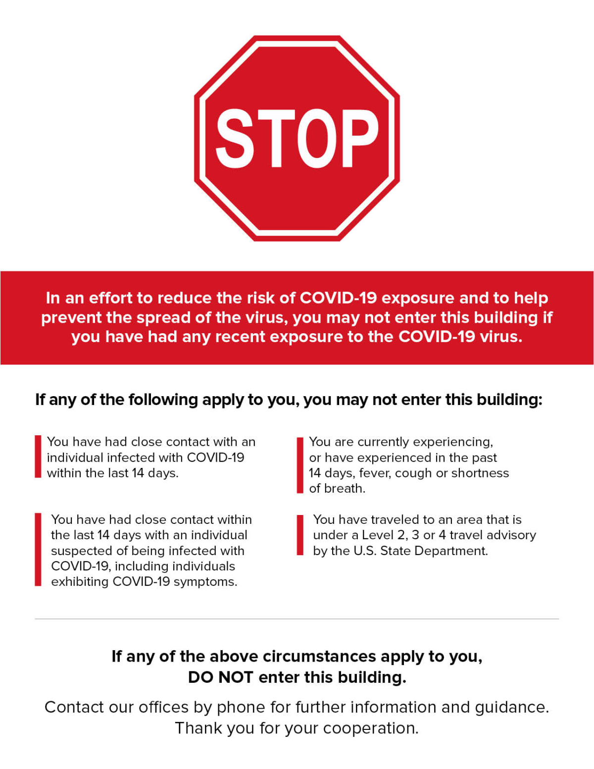 Pdf Coronavirus Warning Poster For Business Entrances