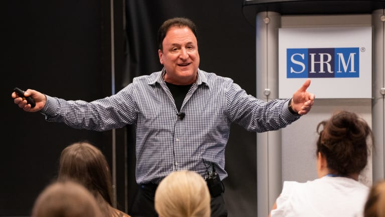 John A. Rubino, founder and president of Pound Ridge, N.Y.-based Rubino Consulting Services, speaks during the SHRM22.
