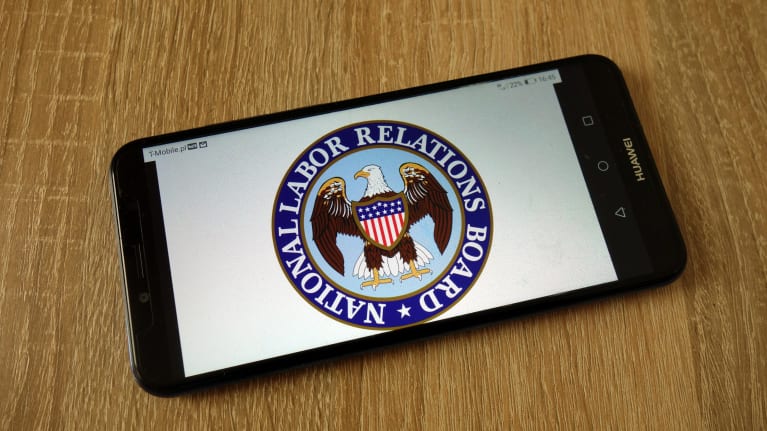 NLRB logo on a tablet