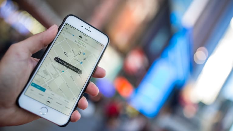 ride-hailing app on phone