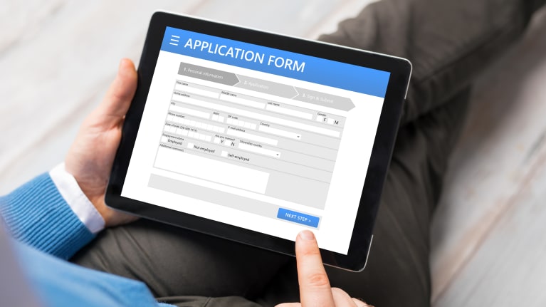 job application on tablet