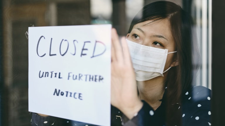 woman closing business
