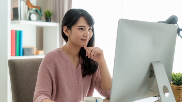 woman working at home