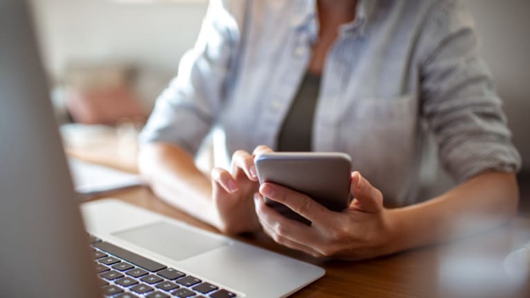 woman using smartphone