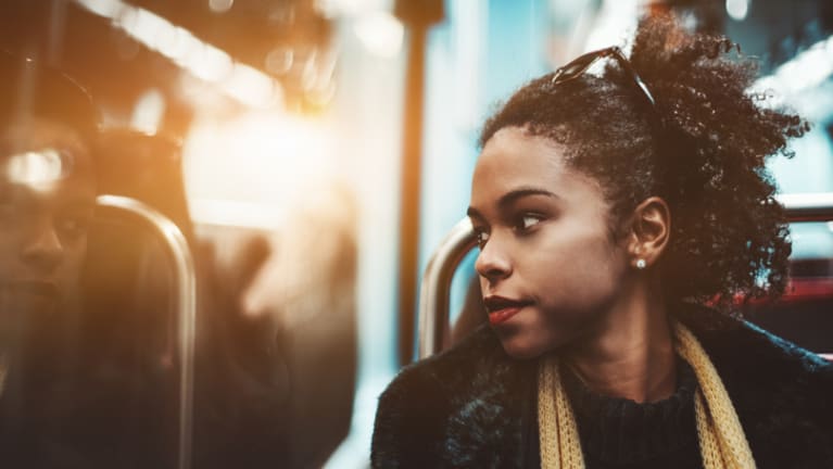 black girl on train