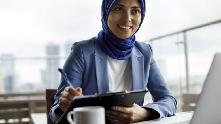 woman at interview