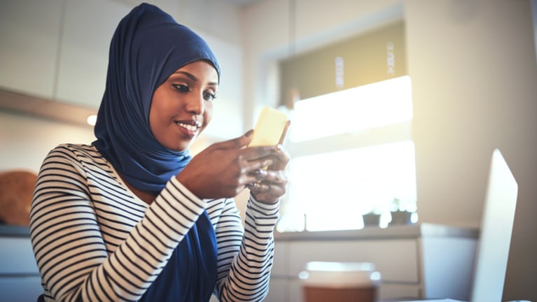 muslim woman working