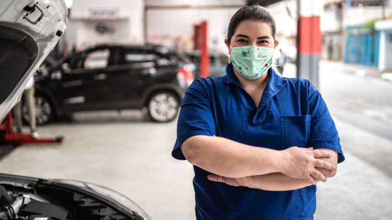 woman working at autoshop