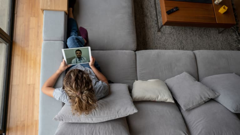 woman using telehealth option