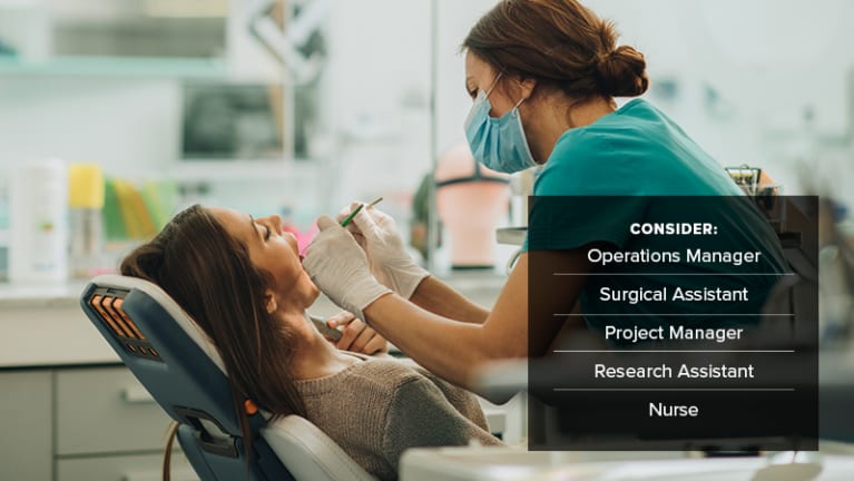 • Dental office employees: operations manager, surgical assistant, project manager, research assistant, nurse