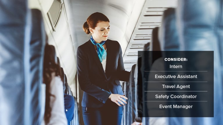 • Flight attendants: intern, executive assistant, travel agent, safety coordinator, event manager