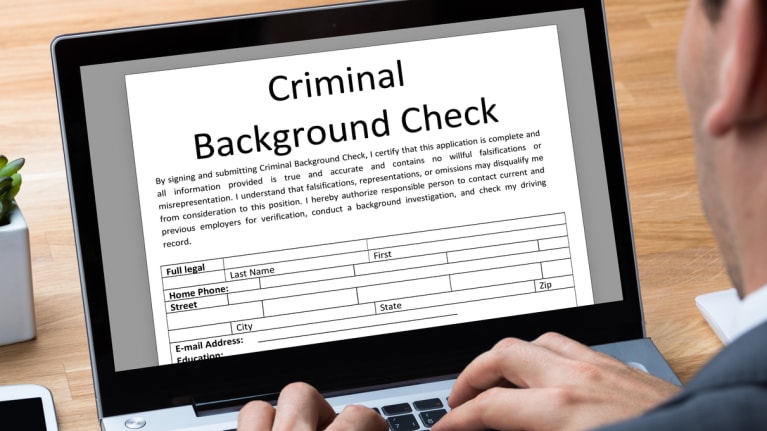 criminal background form on computer
