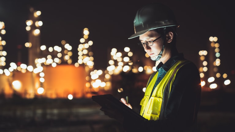 nighttime worker working overtime