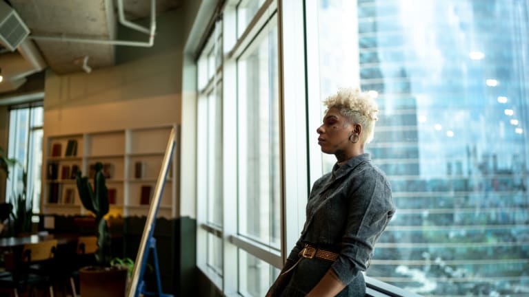 worried businesswoman