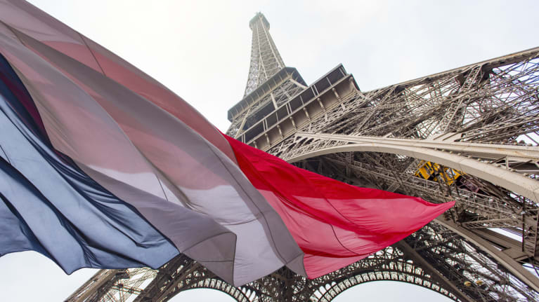 The Eiffel Tower and French flag