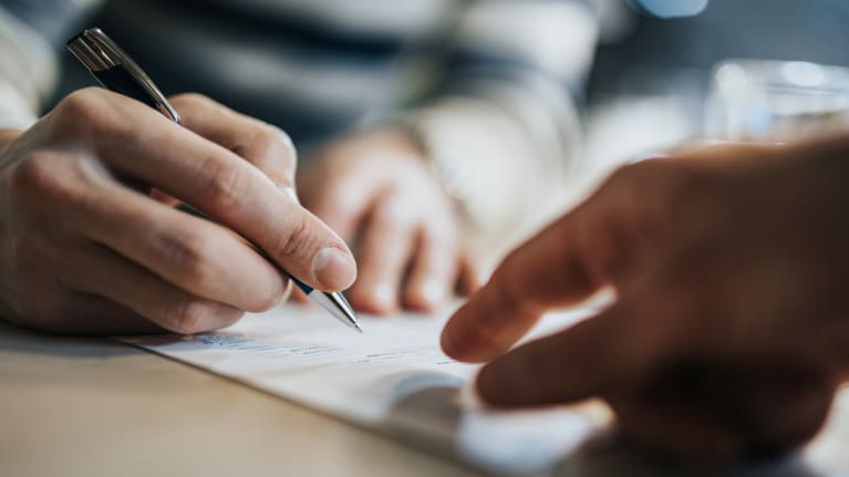 a contract being signed