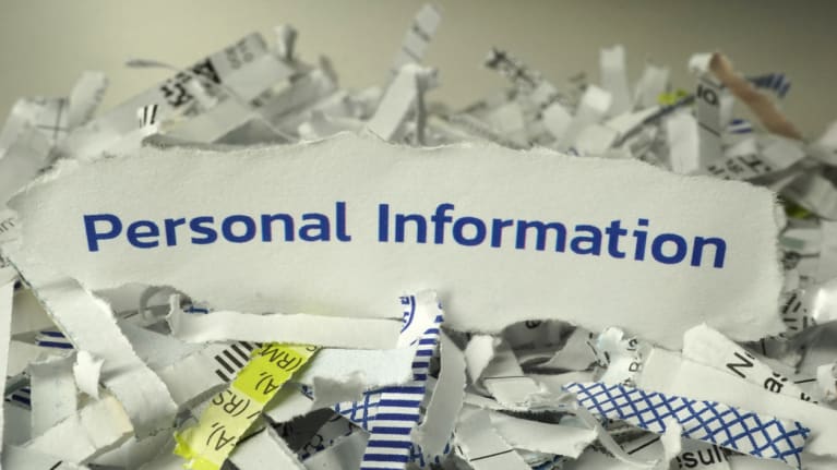 shredded paper, personal information