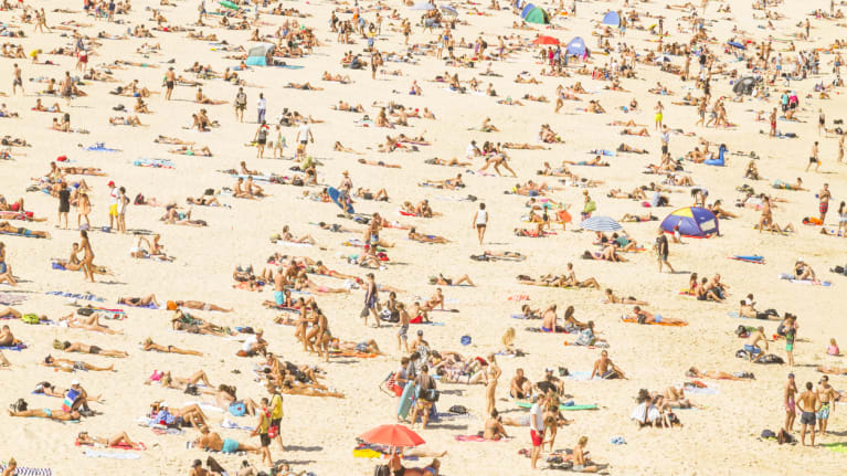 a crowded beach