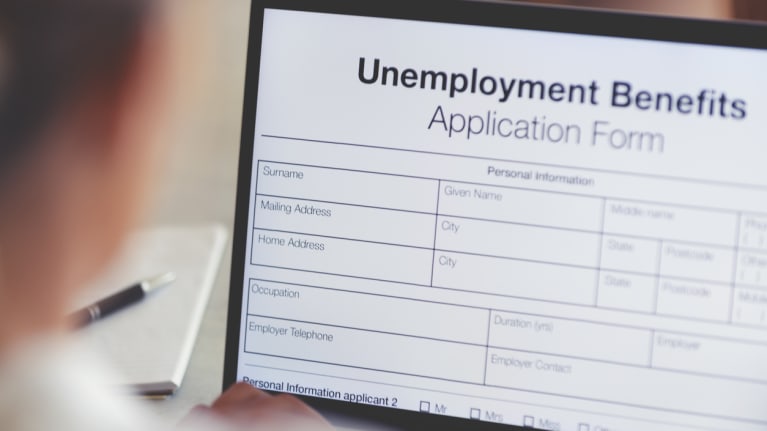 online unemployment benefits application form on a tablet