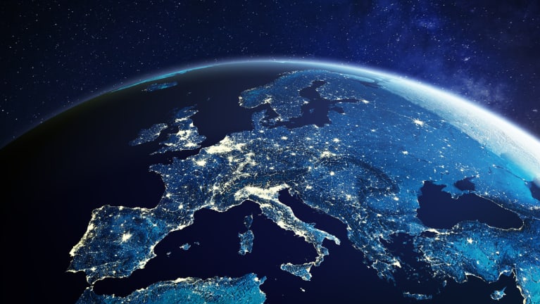 Europe from space at night
