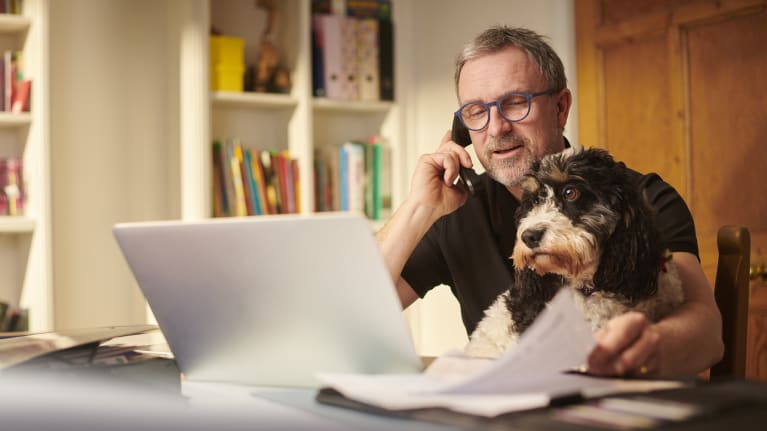 working in home office