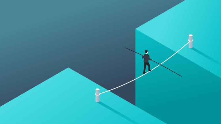 Graphic of someone walking a tightrope
