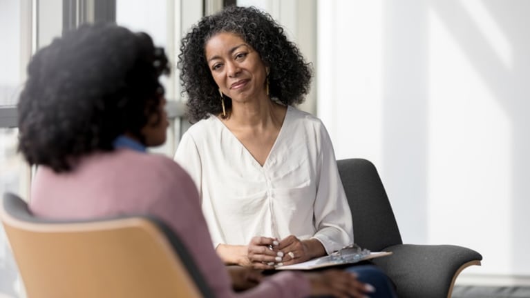 Counseling session with therapist and patient.