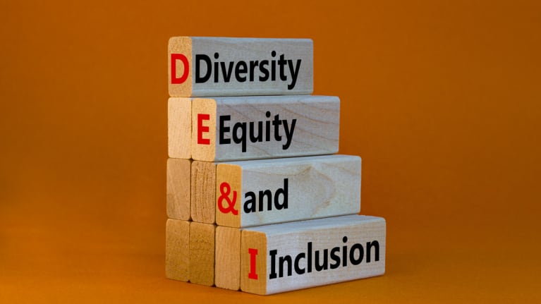 Diversity, equity and inclusion written on stacked wooden blocks