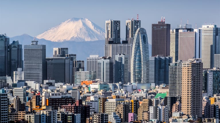Tokyo skyline with Mount Fuji in the background