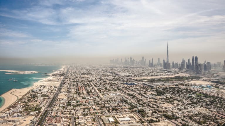 Dubai skyline from a distance